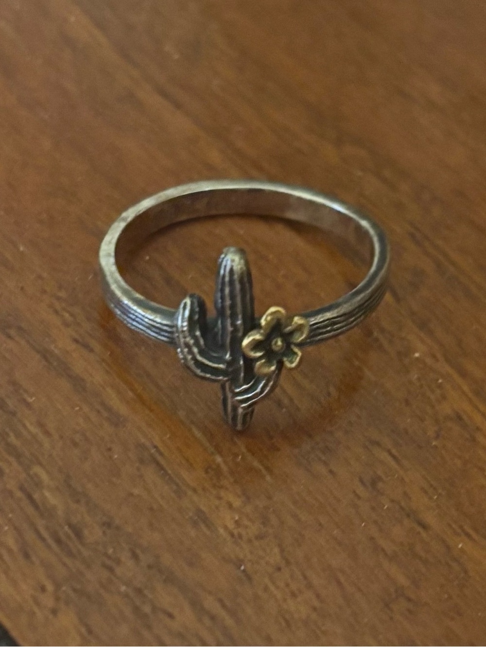 James Avery Cactus Ring with Gold Flower Accent
